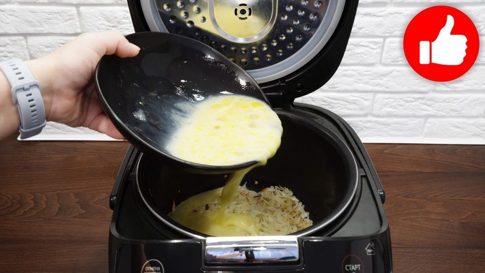 Капуста в омлете в мультиварке на завтрак