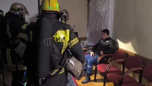 На главной площади Великого Новгорода прошли пожарные учения