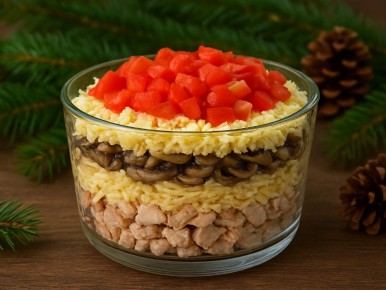 Салат «Чикаго»: зимний хит с копченой курицей и грибами