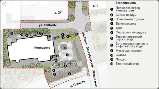 Возле киноцентра в Старой Руссе предлагают сделать спуск к воде в виде амфитеатра
