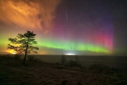 Новгородские фотографы поделились новой серией снимков северного сияния, которое в выходные озарило небо над регионом