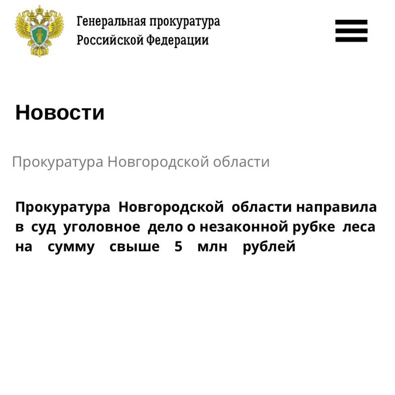 Прокуратура Новгородской области направила в суд уголовное дело в отношении местного жителя