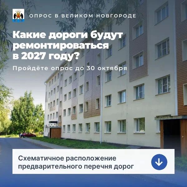 Новгородцы могут выбрать, какие дороги будут ремонтироваться в 2027 году