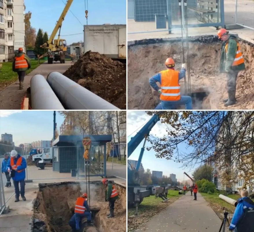 Специалисты устраняют утечку в теплосети на улице Кочетова в Великом Новгороде