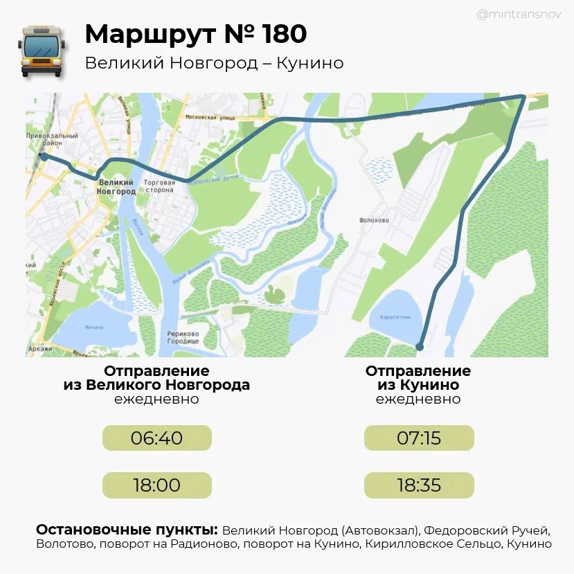 С 1 ноября вносятся изменения в работу отдельных пригородных маршрутов Новгородского округа